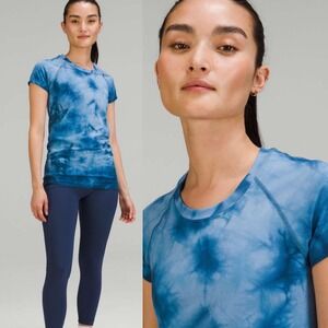 Lululemon Swiftly Tech Short Sleeve Tee Blue Marble Womens Size 12 T-Shirt Run